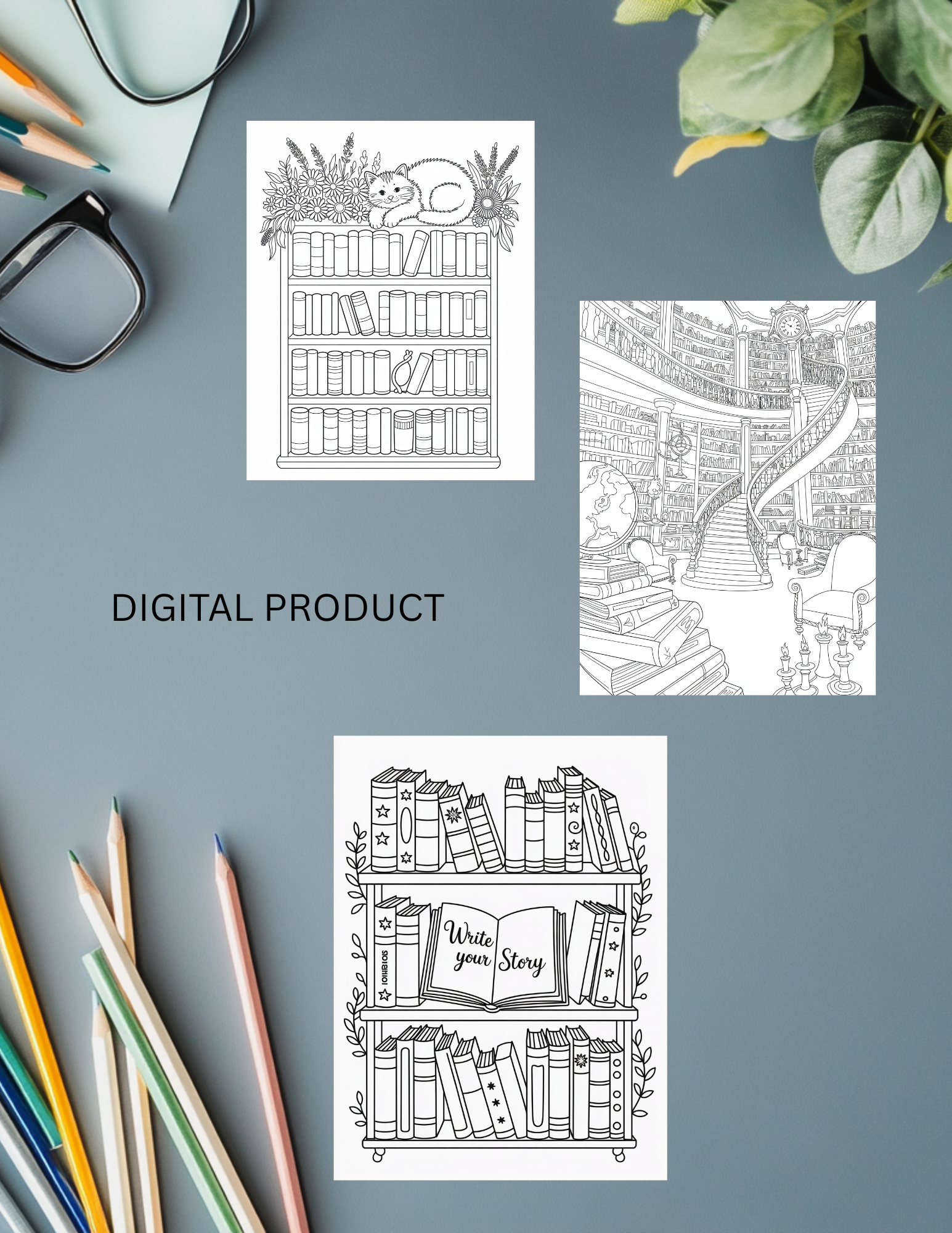 Hand-drawn digital coloring page featuring [specific subject] for instant download. High-resolution line art designed for Procreate or home printing to help with stress relief and creative flow.