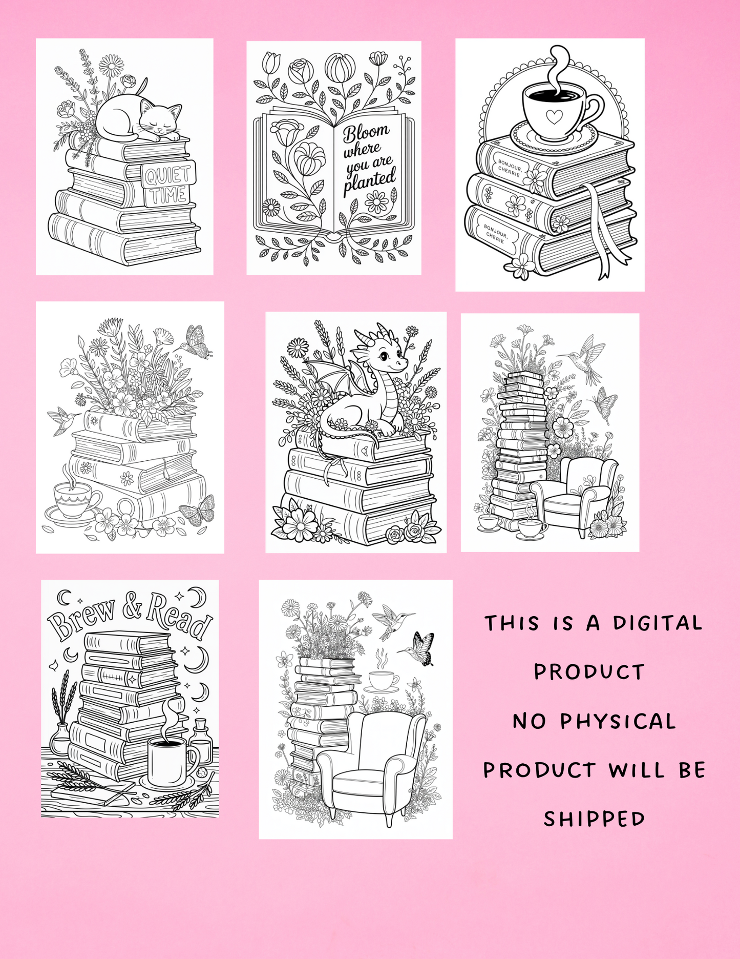 Digital download coloring sheet for Kindle or iPad. Clean, high-contrast black and white line art from The Sticker Era, perfect for relaxation and hobbyist artists.