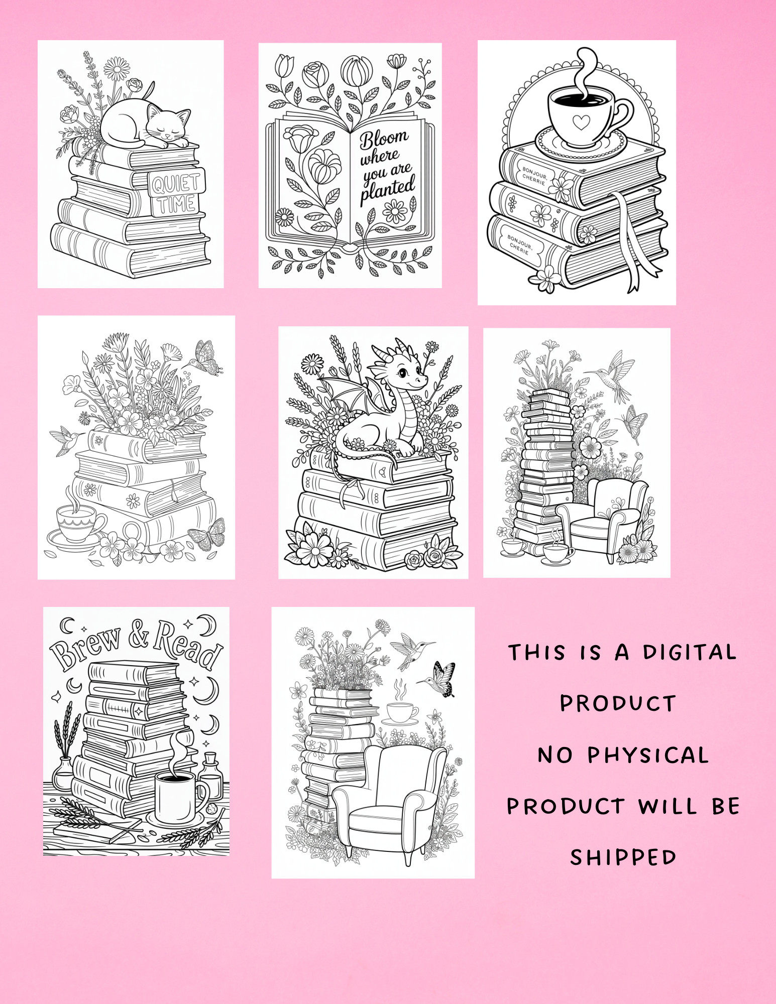 Digital download coloring sheet for Kindle or iPad. Clean, high-contrast black and white line art from The Sticker Era, perfect for relaxation and hobbyist artists.