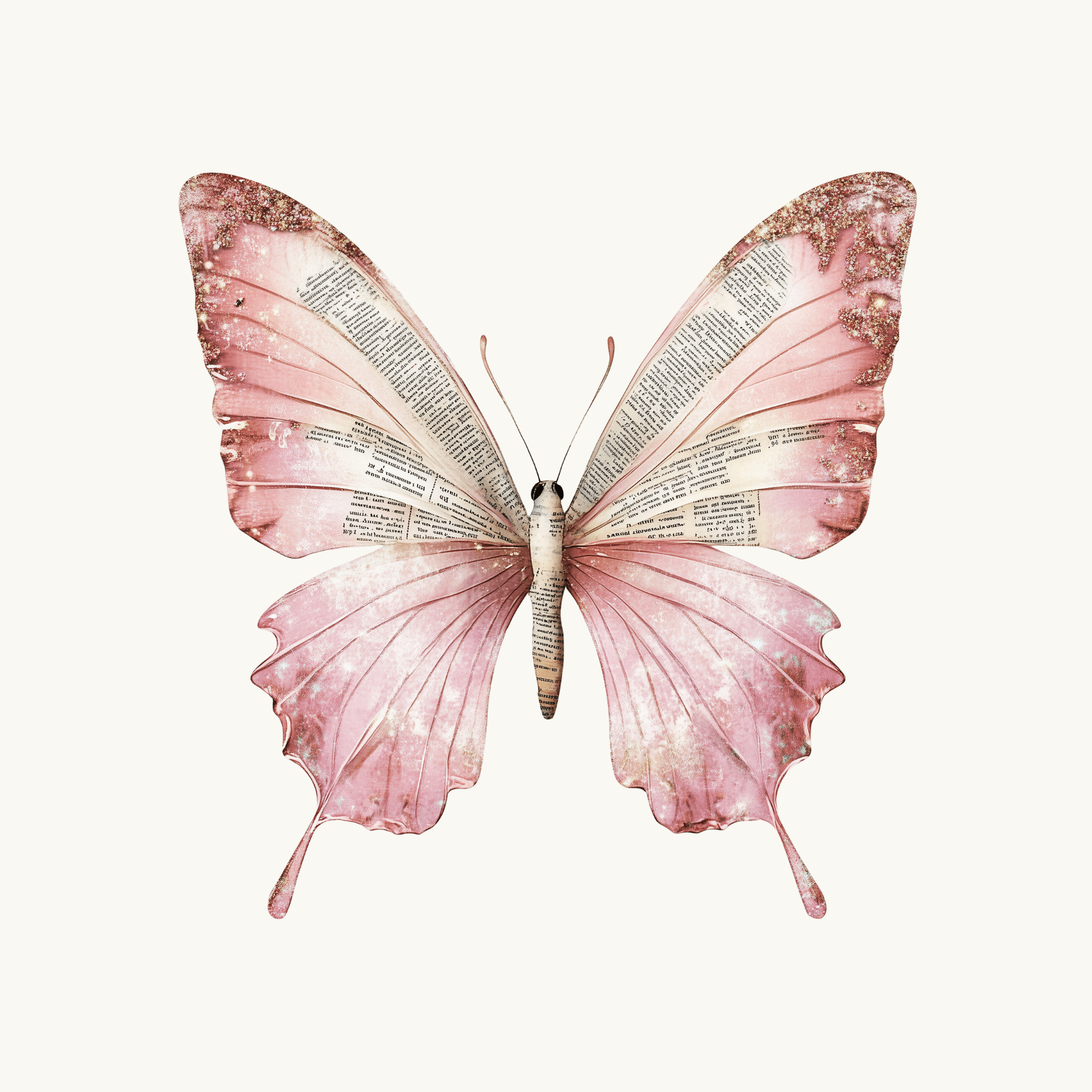Pink Butterfly Vintage Text Sticker | Bookish Aesthetic Vinyl Decal by The Sticker Era