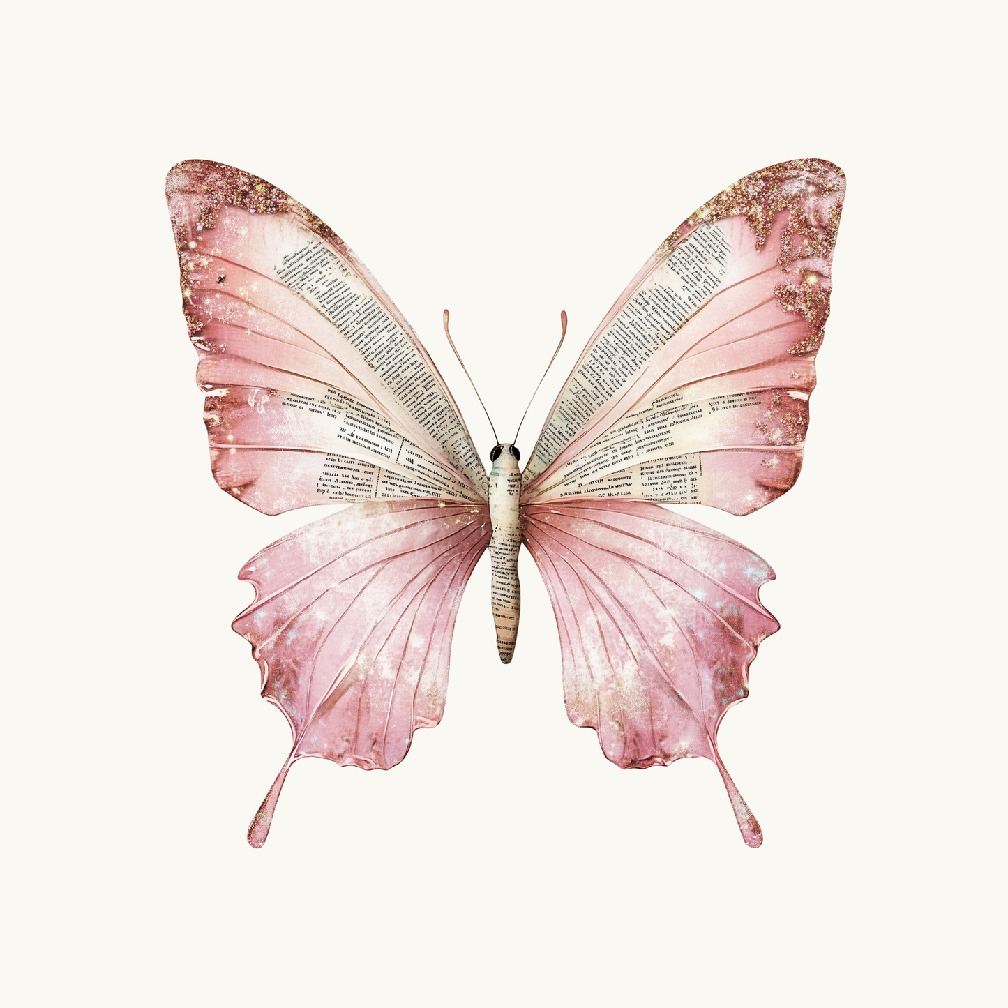 Pink Butterfly Vintage Text Sticker | Bookish Aesthetic Vinyl Decal