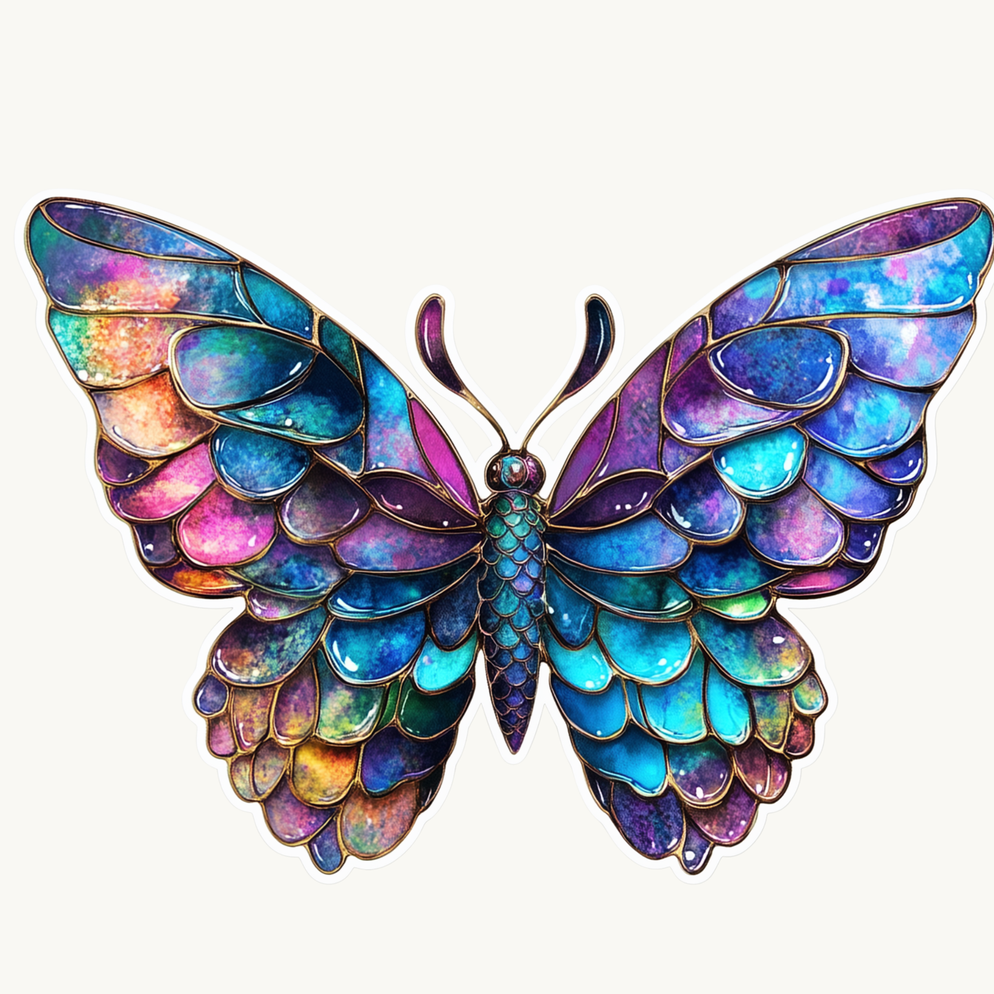 Iridescent Butterfly Sticker | Holographic Mermaid Scale Wings Vinyl Decal