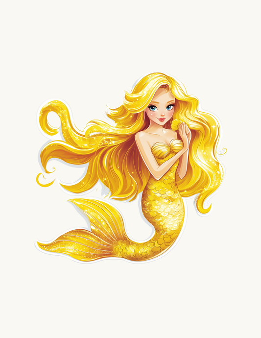 Golden Mermaid Sticker Pack | Fantasy Aesthetic Mermaidcore Vinyl Decals