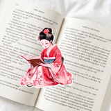 Reading Woman in Kimono Sticker | Floral Bookish Vinyl Decal by The Sticker Era