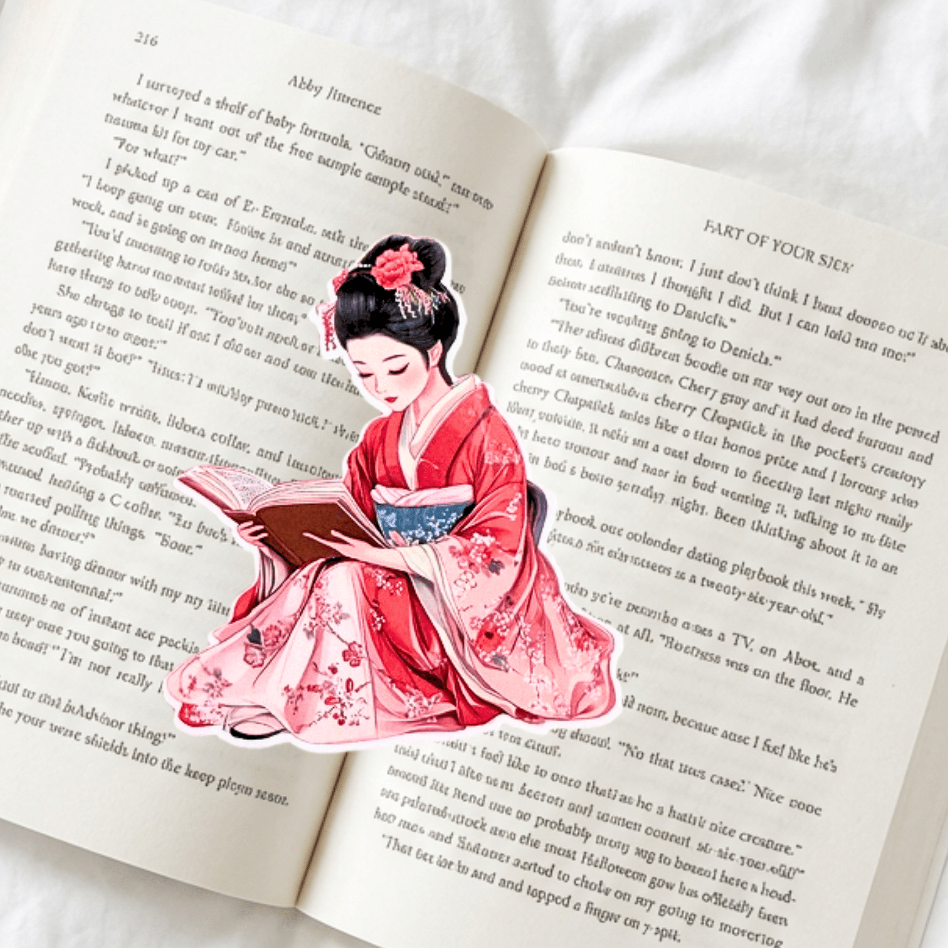 Reading Woman in Kimono Sticker | Floral Bookish Vinyl Decal by The Sticker Era