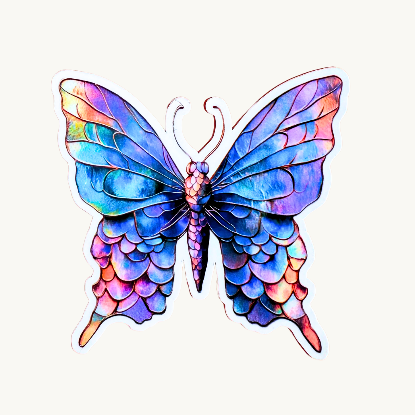 Iridescent Butterfly Sticker | Holographic Mermaid Scale Wings Vinyl Decal
