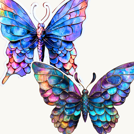 Iridescent Butterfly Sticker | Holographic Mermaid Scale Wings Vinyl Decal