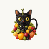 Fruit Cat Sticker | Cute Black Cat with Fruit Aesthetic Vinyl Decal by The Sticker Era