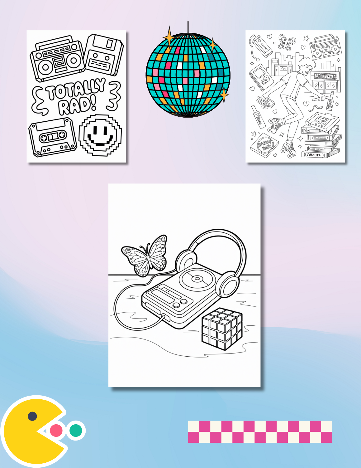 90s Digital Coloring Pages | 45-Page Retro Nostalgia Coloring Book | Printable Nineties Pop Culture Art | Adult Instant Download Activity for Stress Relief - The Sticker Era