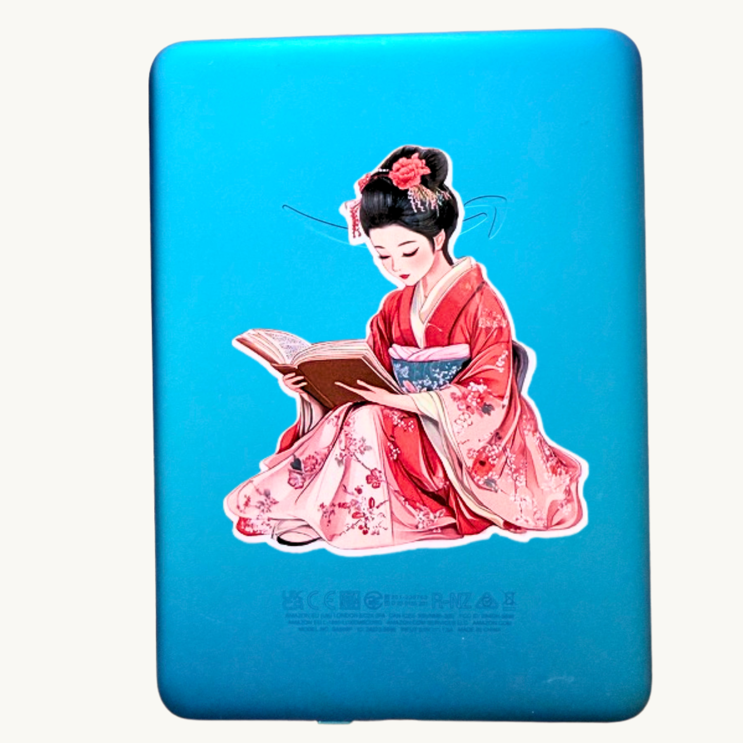 Reading Woman in Kimono Sticker | Floral Bookish Vinyl Decal