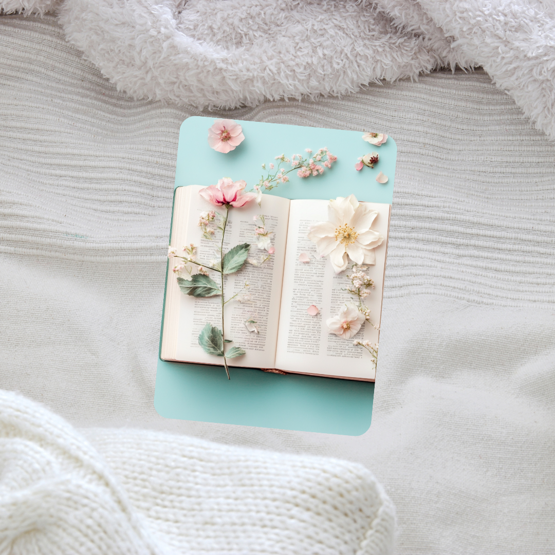 Vintage floral book insert detail - high-quality print for Kindle and phone bundle
