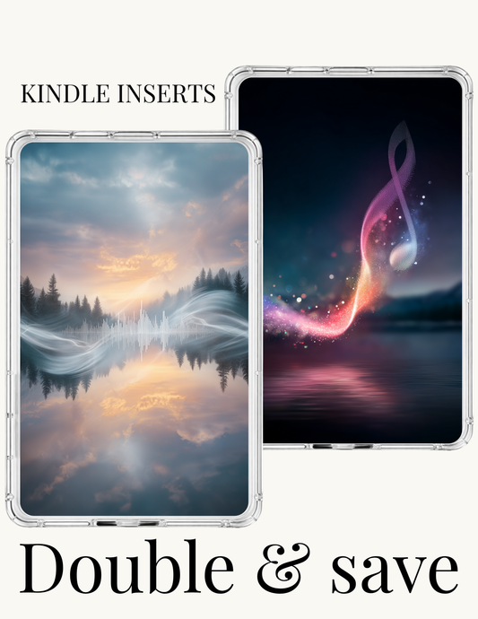 Aesthetic Kindle inserts bundle inside clear case set of two cozy e-reader decor designs