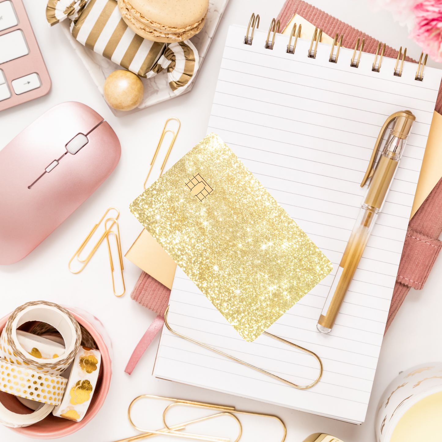 Gold Glitter Debit Card Skin | Holographic Champagne Sparkle Credit Card Cover