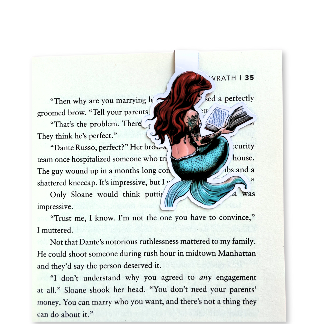 Bookworm Mermaid Magnetic Bookmark | Fantasy Reader Handmade Page Marker