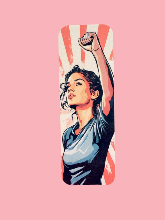 Feminist Power Bookmark | Motivational Vinyl Bookmark for Book Lovers & Journals | Raised Fist Empowering Reading Accessory | Choose Tassel or Plain - The Sticker Era
