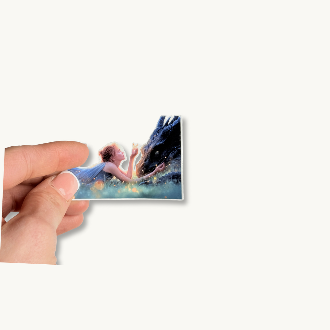 Gentle dragon companion sticker bookish romantasy decal by The Sticker Era
