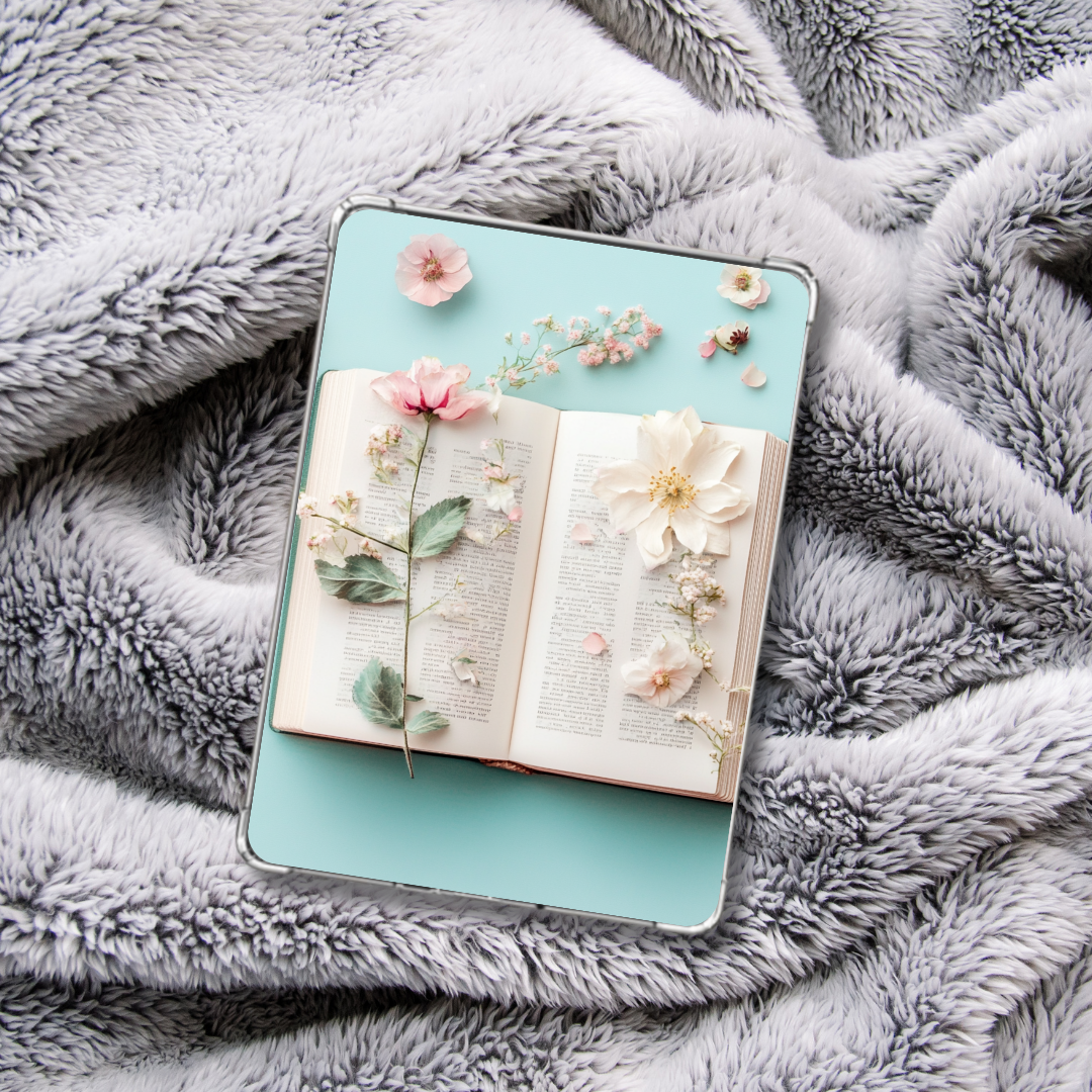 Matching Kindle and iPhone insert set - cozy flower book cottagecore bundle
