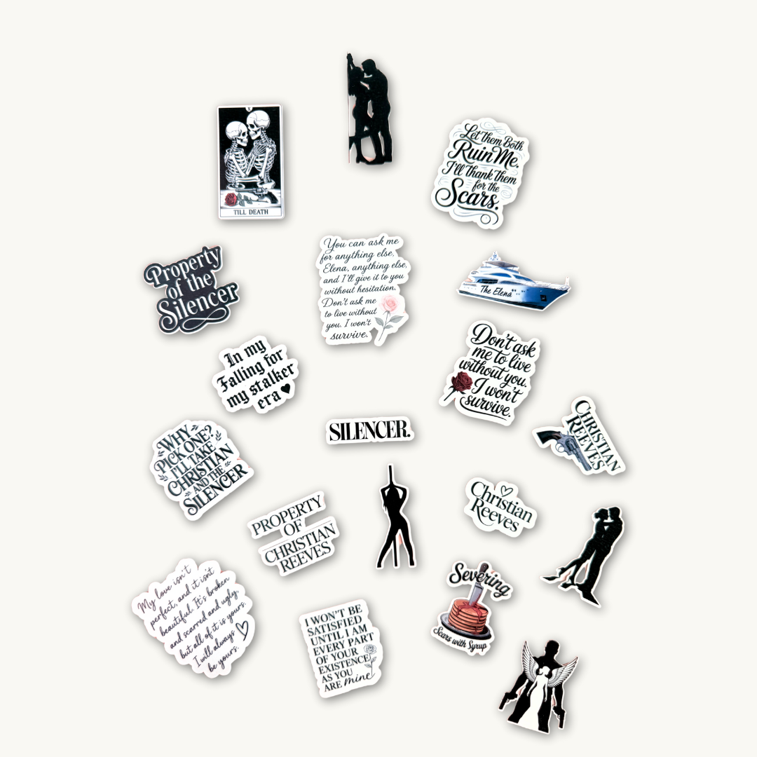 Dark Romance Quote Sticker Pack | 19-Piece "Under Your Scars" Vinyl Decal Bundle