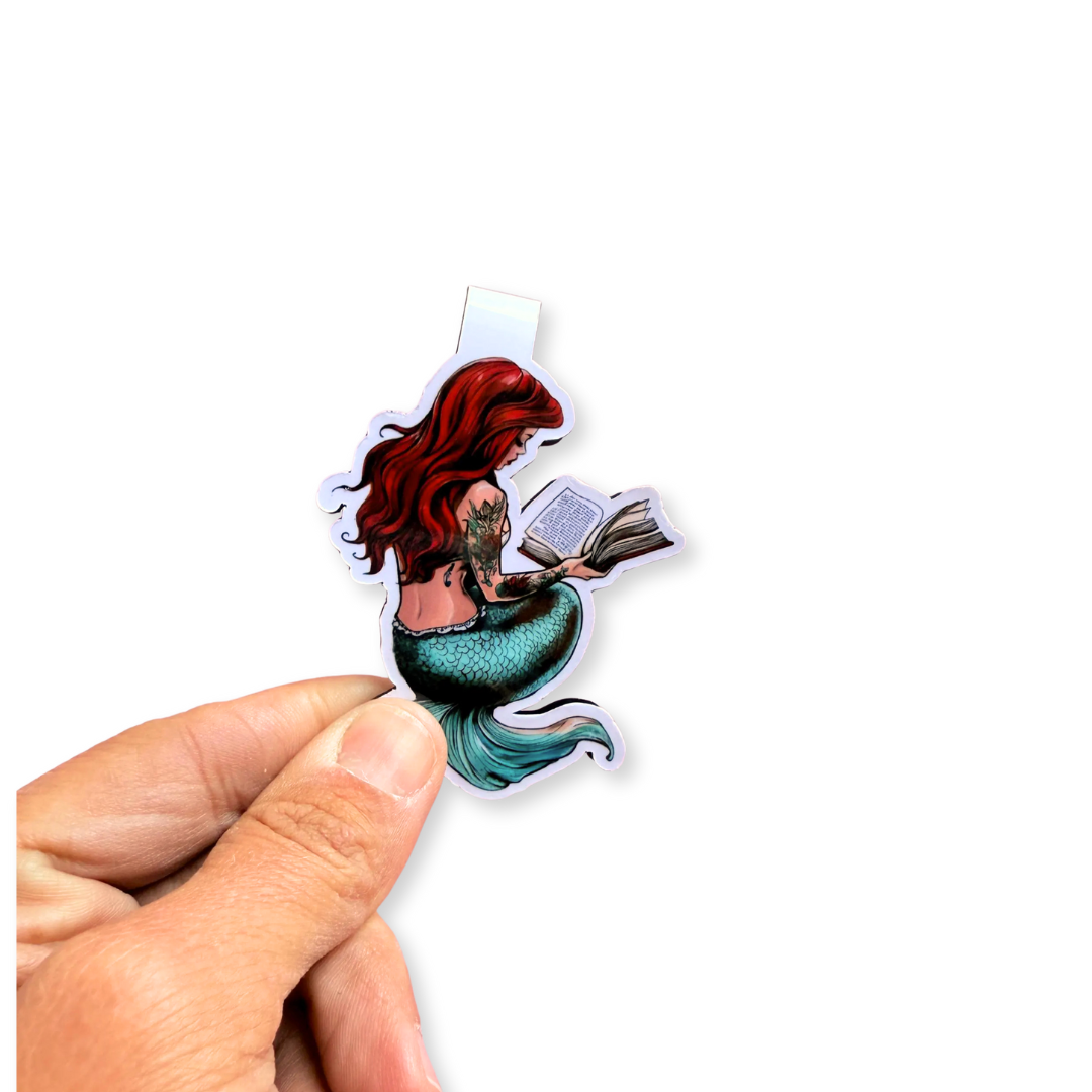 Bookworm Mermaid Magnetic Bookmark | Fantasy Reader Handmade Page Marker