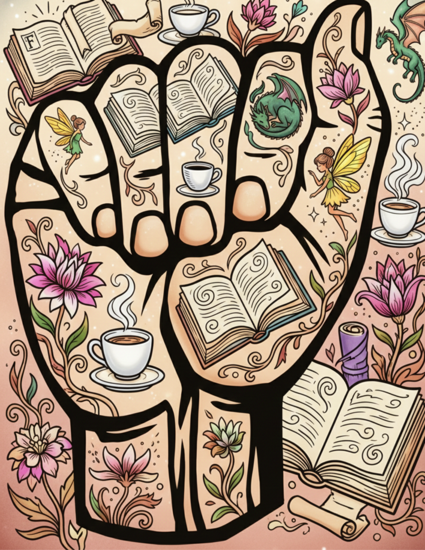 ASL Fantasy Coloring Book | 62 Page Digital Download | Sign Language Art