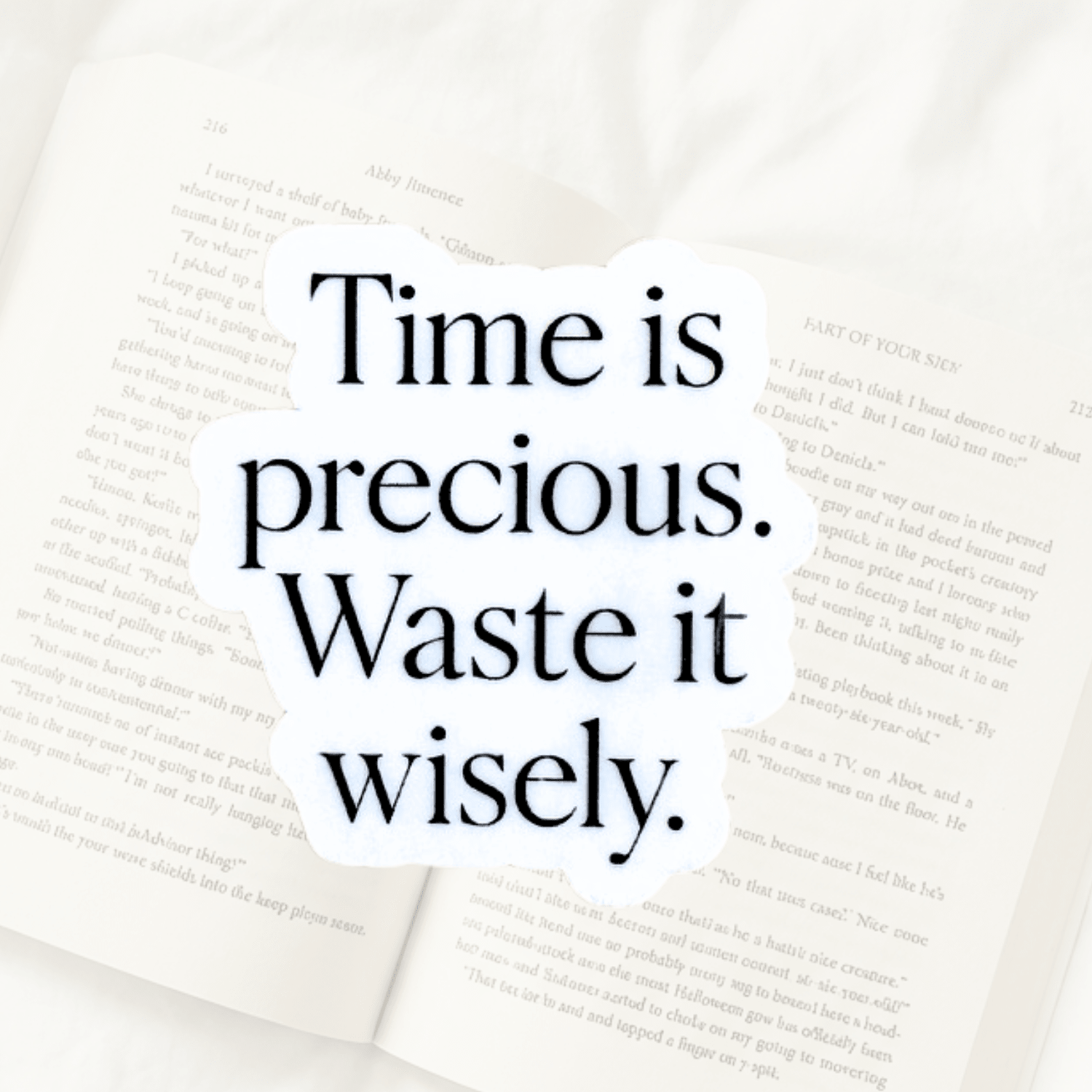 "Time Is Precious" Sticker | Minimalist Quote Vinyl Decal by The Sticker Era
