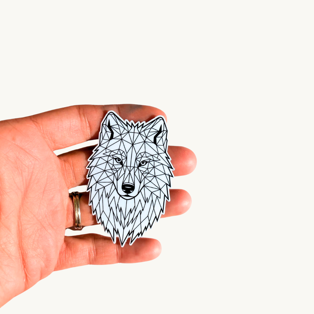 Geometric Wolf Sticker | Low Poly Minimalist Animal Art Vinyl Decal