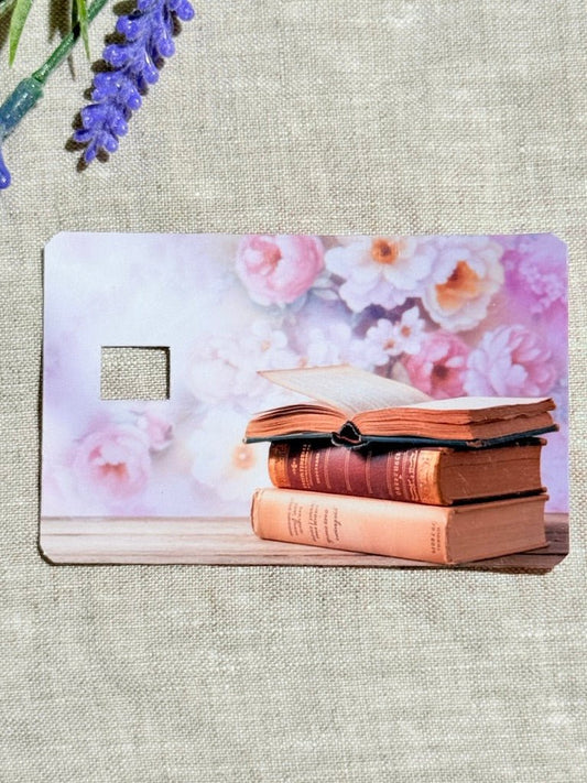 Stack of Books Debit Card Skin | Dark Academia Literary Art Card Cover by The Sticker Era