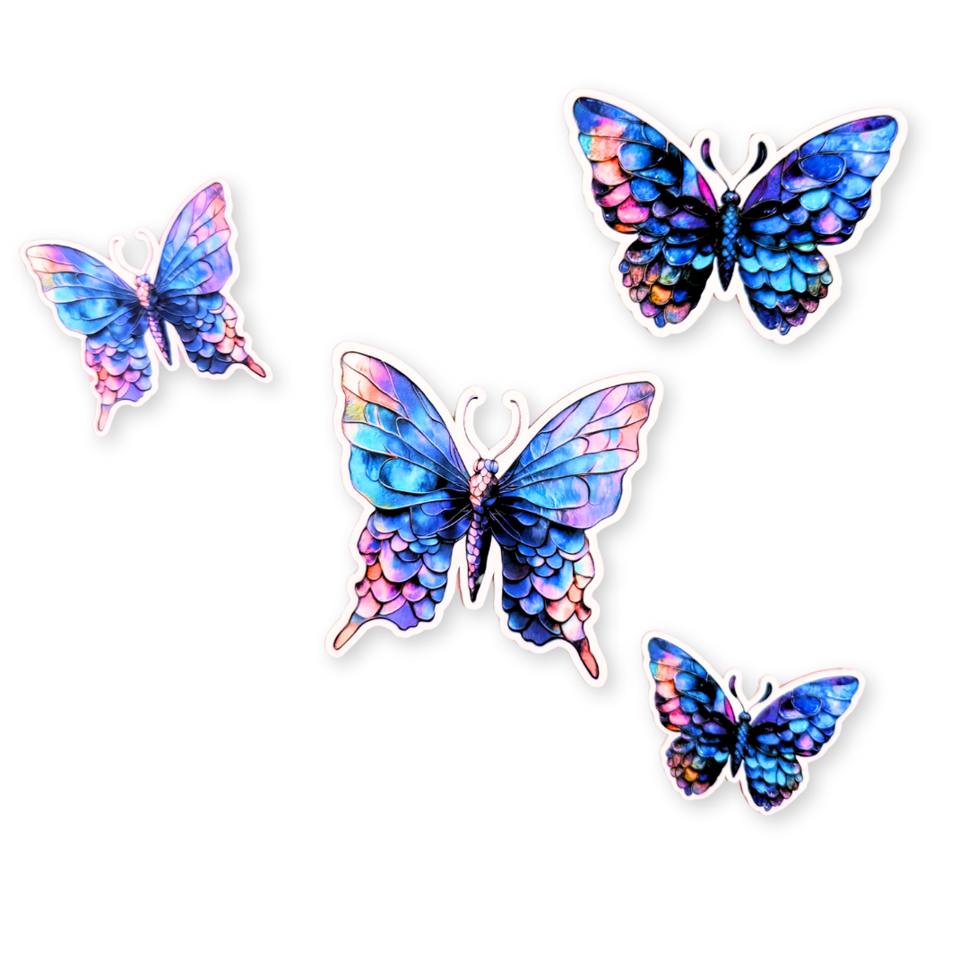 Iridescent Butterfly Sticker | Holographic Mermaid Scale Wings Vinyl Decal