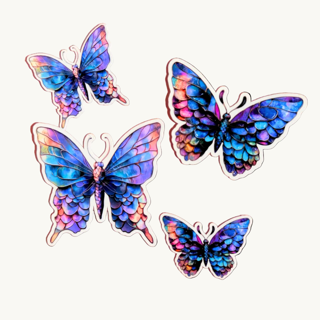 Iridescent Butterfly Sticker | Holographic Mermaid Scale Wings Vinyl Decal
