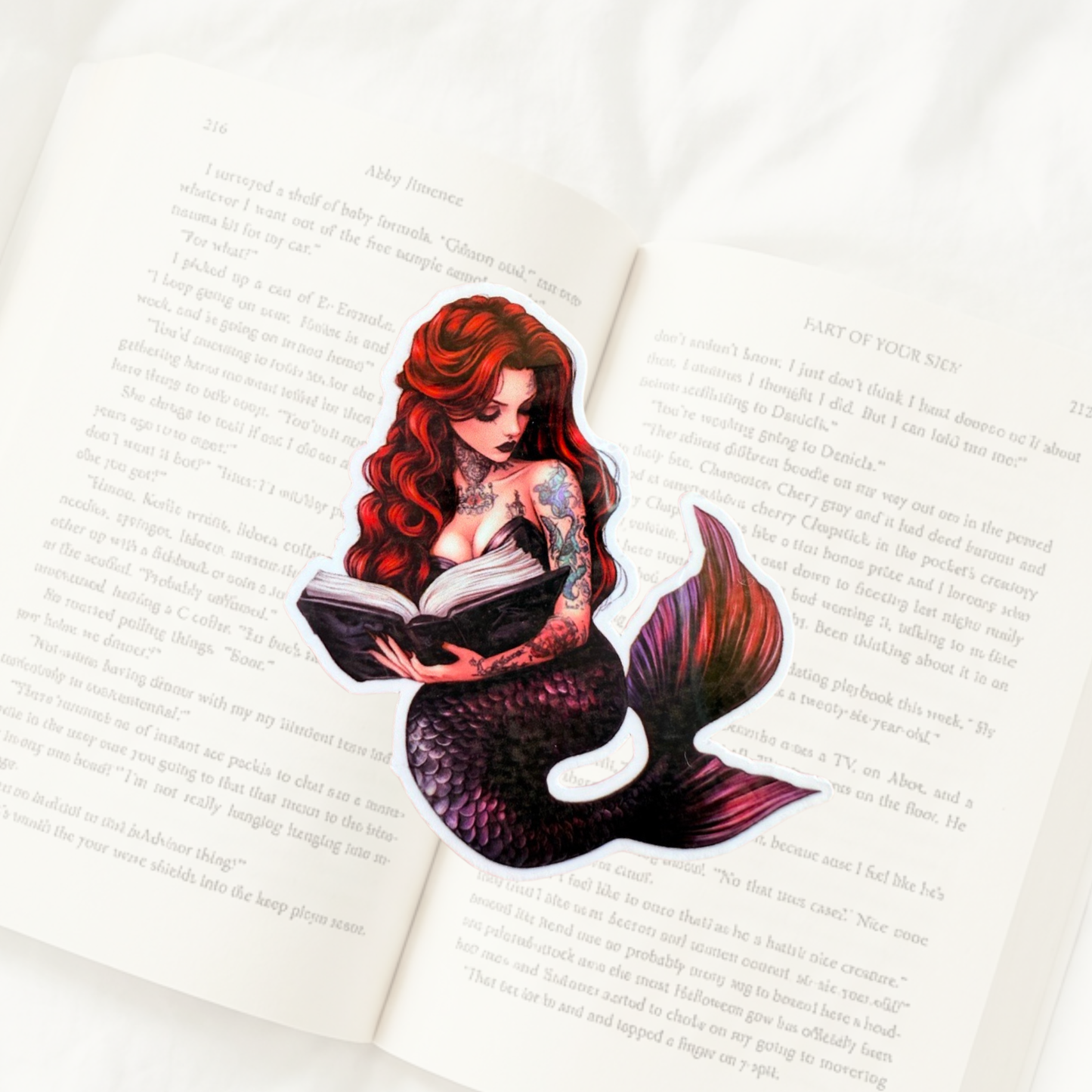 Dark Siren Tattooed Mermaid Sticker | Fantasy Book Lover Vinyl Decal