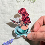 Tattooed Mermaid Reading Sticker | Bookish Vinyl Decal by The Sticker Era
