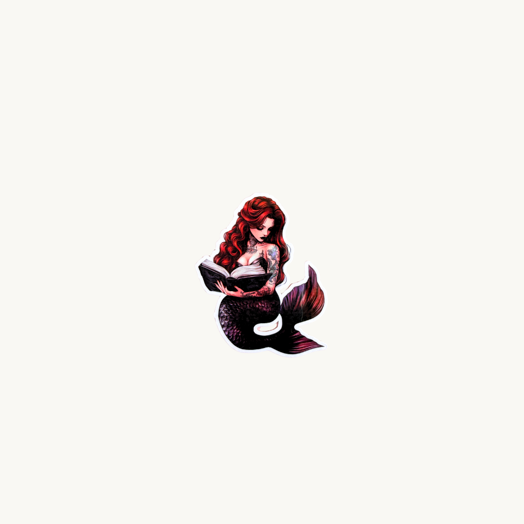 Dark Siren Tattooed Mermaid Sticker | Fantasy Book Lover Vinyl Decal