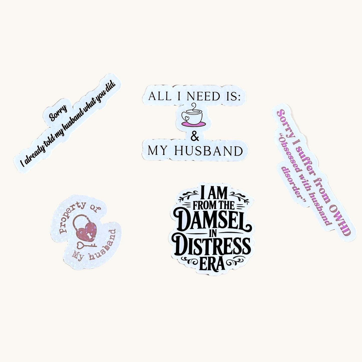 Funny Husband Era Sticker Pack | Wife Humor Vinyl Decals for Kindle & Laptop