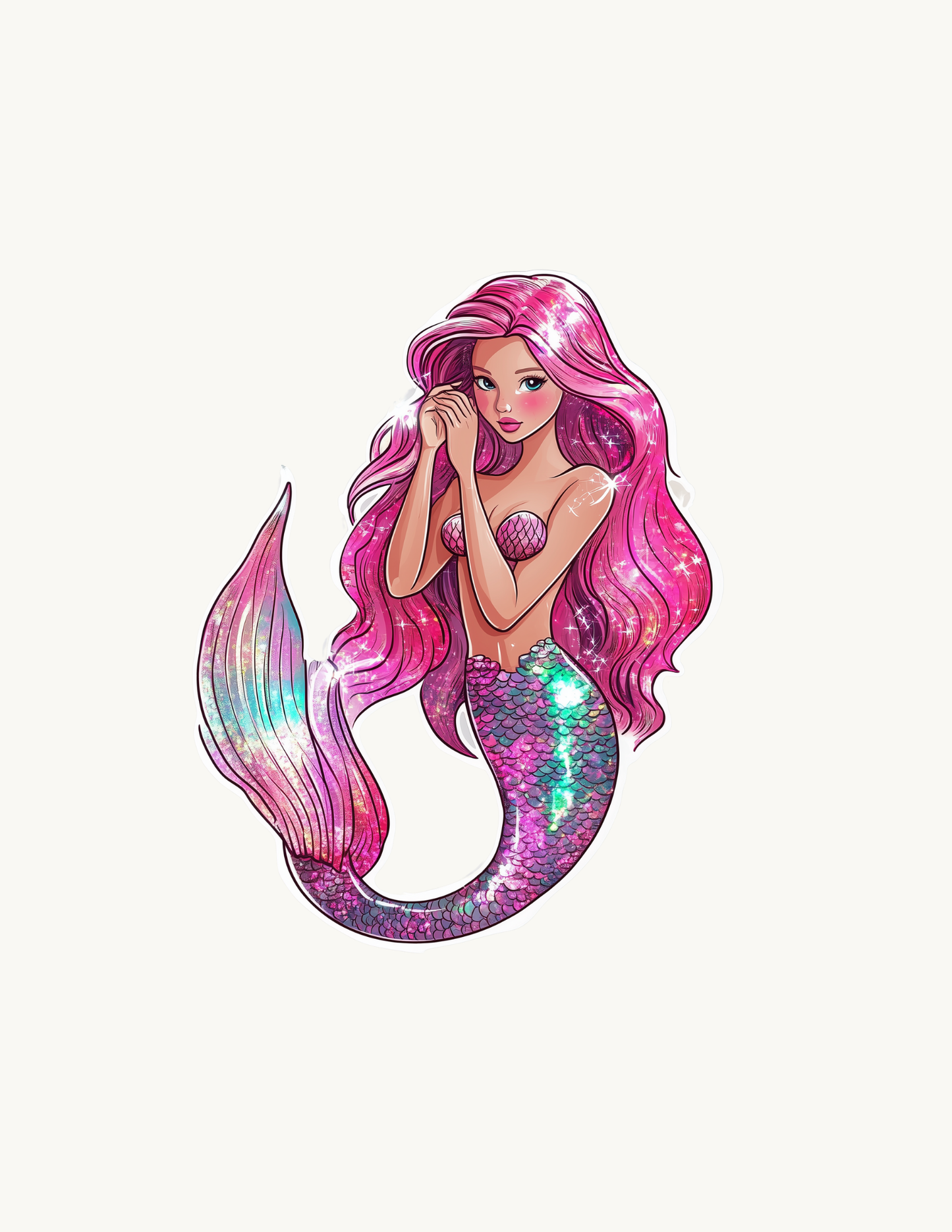 Pink Mermaid Sticker Pack | Sparkly Mermaidcore Vinyl Decal Set