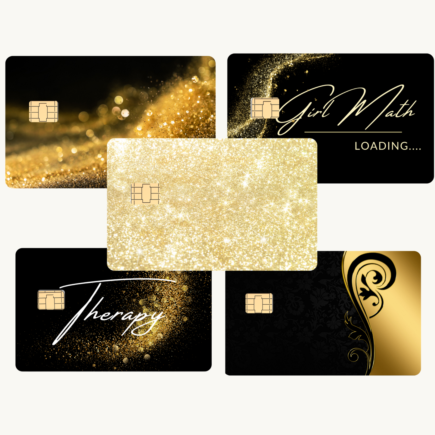 Gold Glitter Debit Card Skin | Holographic Champagne Sparkle Credit Card Cover