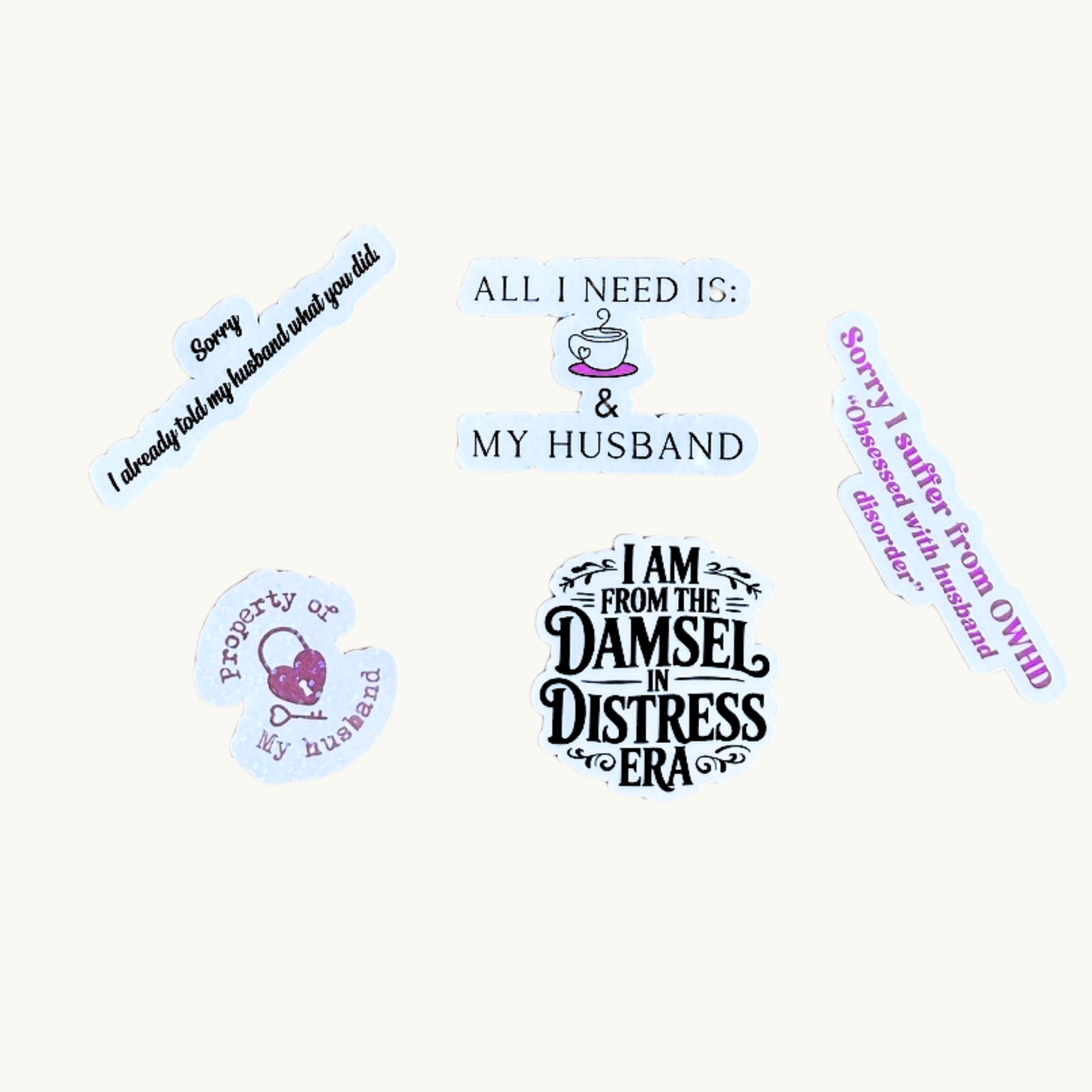 Funny Husband Era Sticker Pack | Wife Humor Vinyl Decals for Kindle & Laptop