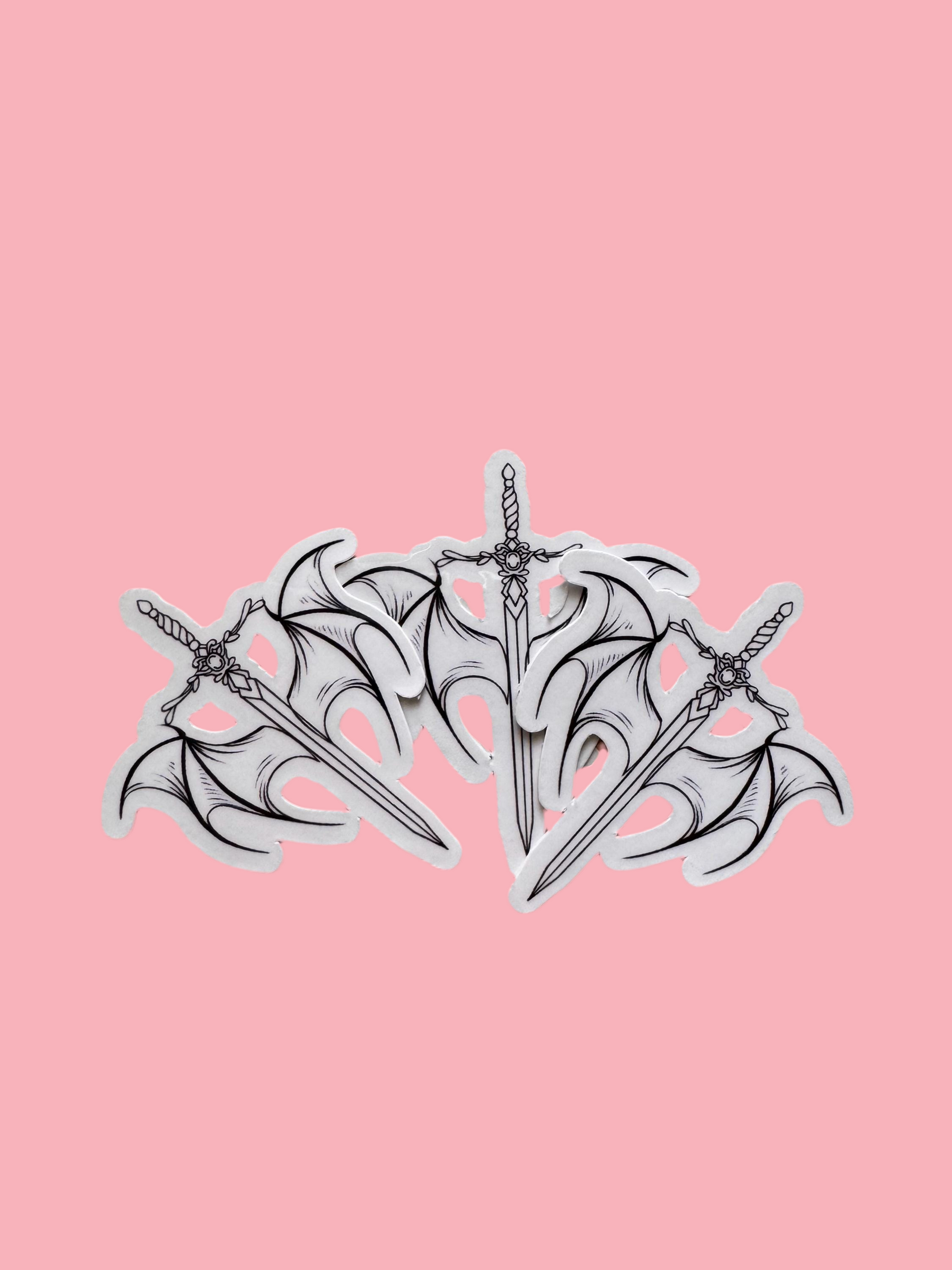 Winged Sword Fantasy Sticker | Romantasy Vinyl Decal for Book Lovers | Celestial Aesthetic Laptop Sticker | Light vs Dark Symbolism Gift | Mystical Bookish Accessory - The Sticker Era