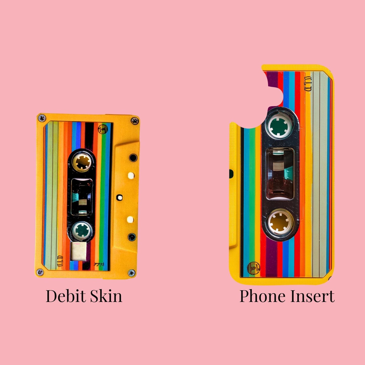 Aesthetic Retro Cassette Phone Insert & Debit Skin Bundle, 80s Aesthetic Vinyl Decal Set __etsy:7726522042