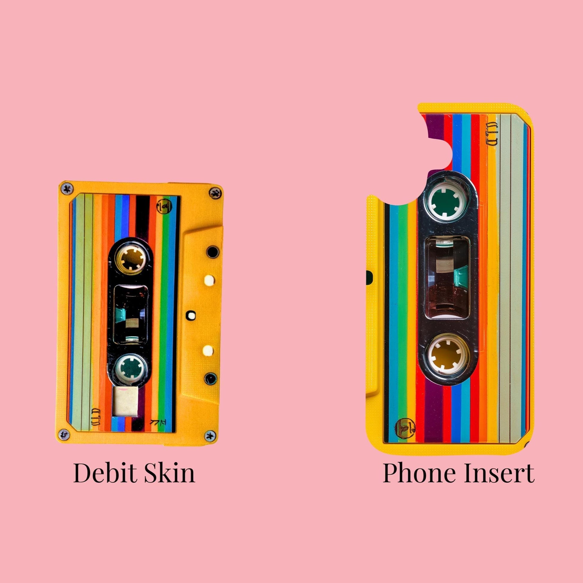 Aesthetic Retro Cassette Phone Insert & Debit Skin Bundle, 80s Aesthetic Vinyl Decal Set __etsy:7726522042