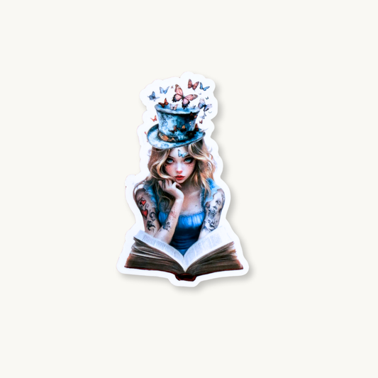 `Alice in Wonderland waterproof vinyl sticker - whimsical bookish fantasy decal by The Sticker Era`
