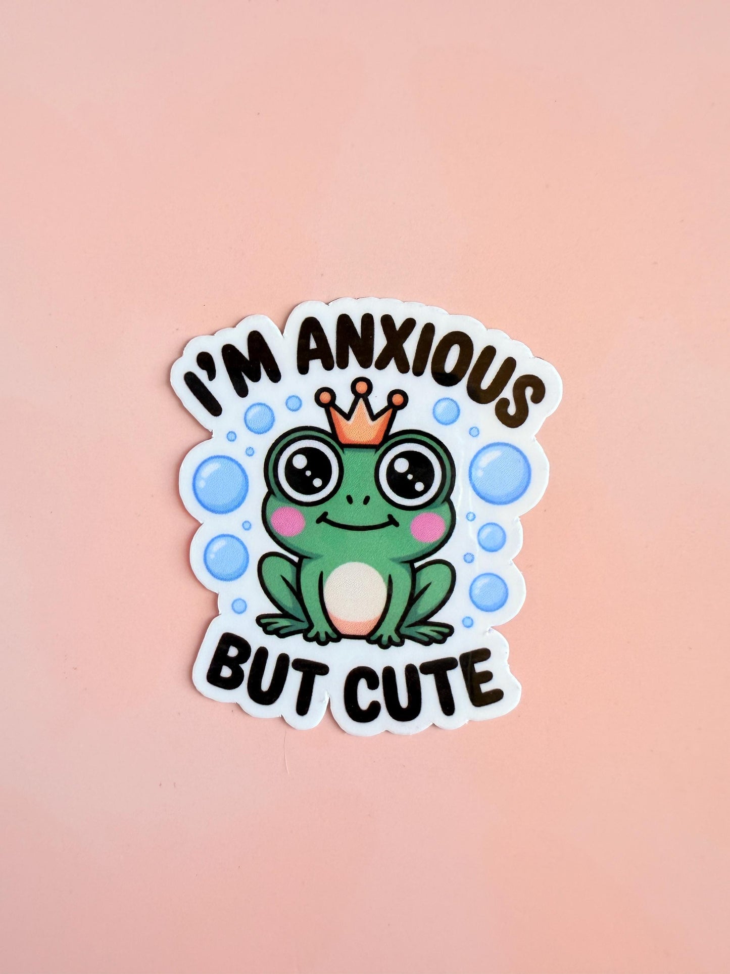 Anxious But Frog Sticker | Matte Vinyl Mental Health Decal __etsy:7007885621