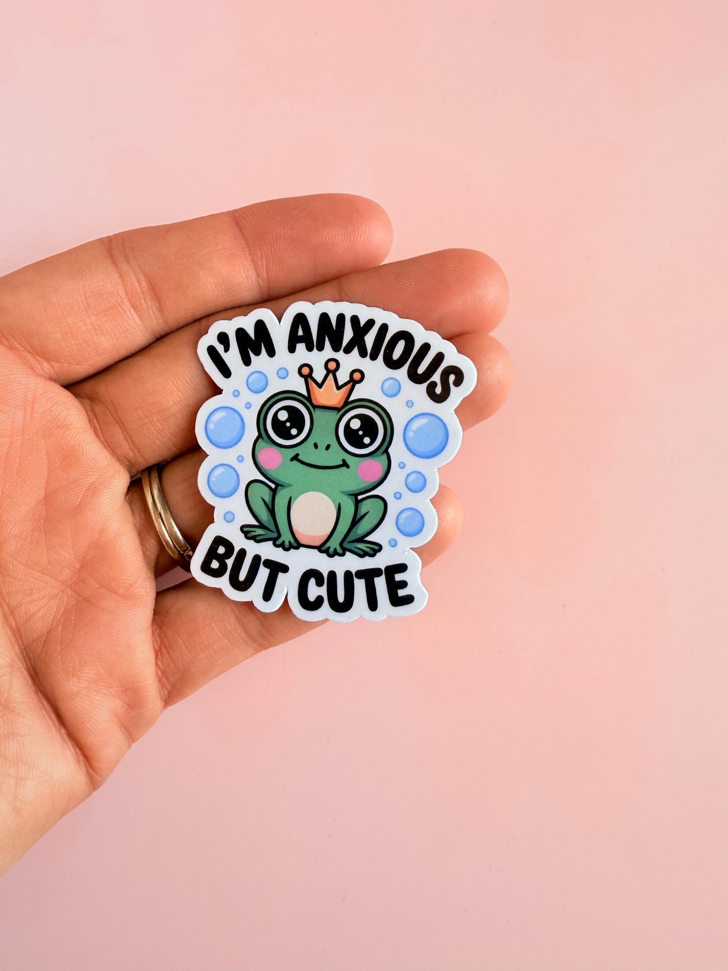Anxious But Frog Sticker | Matte Vinyl Mental Health Decal __etsy:6959916384