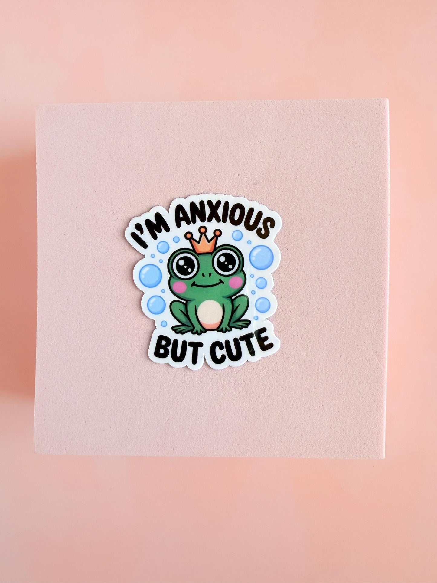 Anxious But Frog Sticker | Matte Vinyl Mental Health Decal __etsy:6959916394