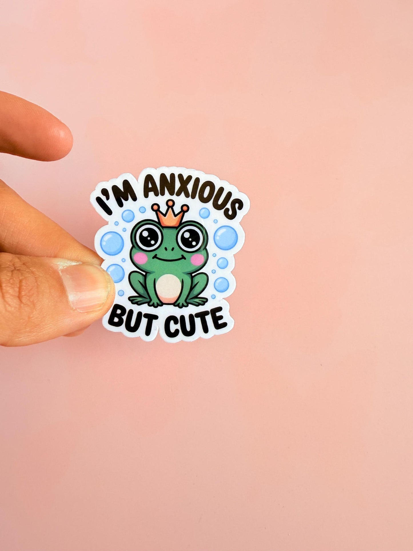 Anxious But Frog Sticker | Matte Vinyl Mental Health Decal __etsy:7007885599