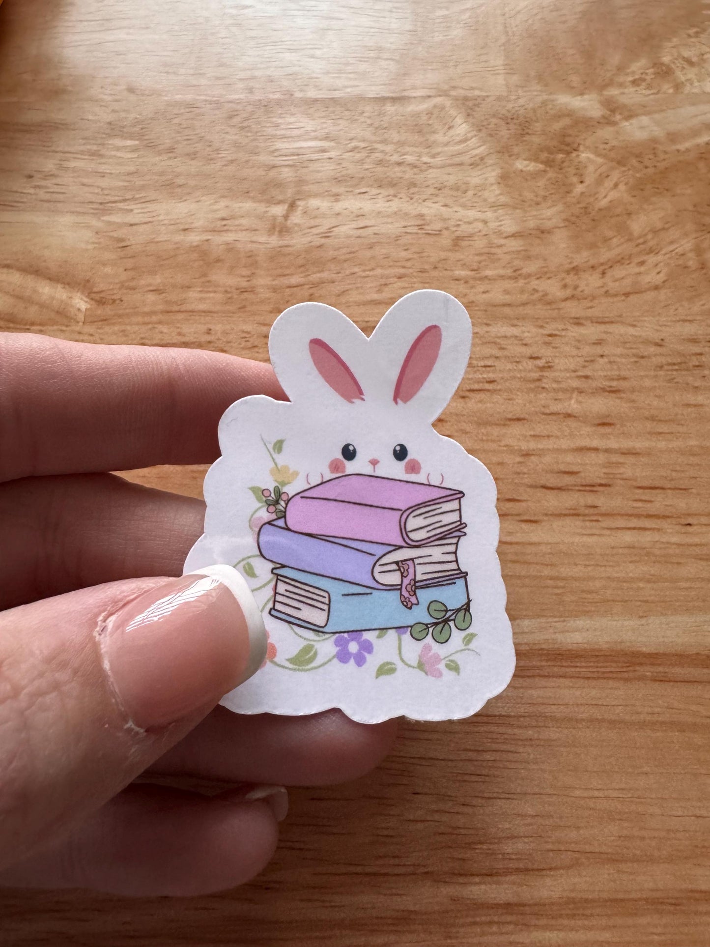 Bookish Bunny Sticker: Waterproof Rabbit Reading Books Vinyl Decal __etsy:6658906098