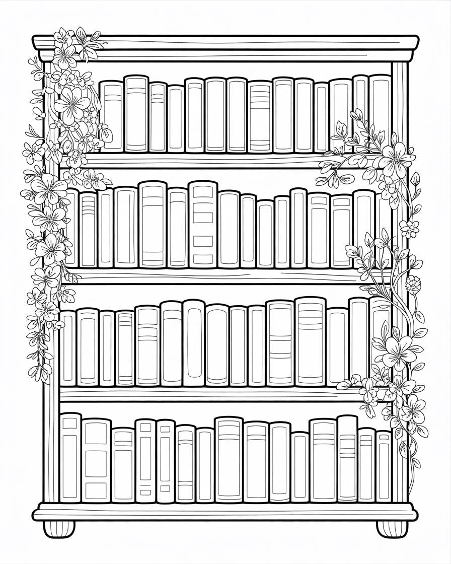 Bookish Coloring Pages | 30 Reading and Library Designs Digital Download __etsy:6891792221