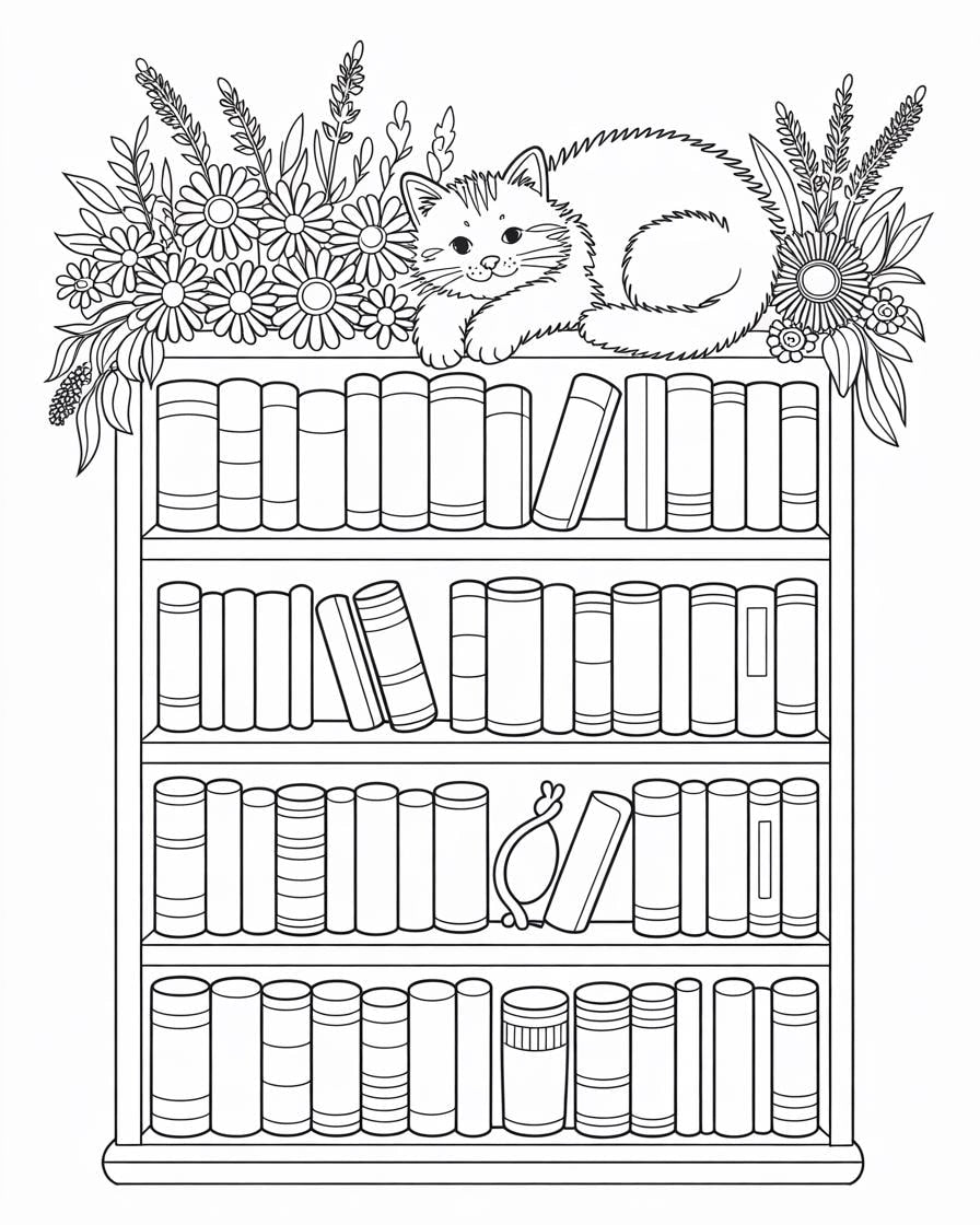 Bookish Coloring Pages | 30 Reading and Library Designs Digital Download __etsy:6843820128