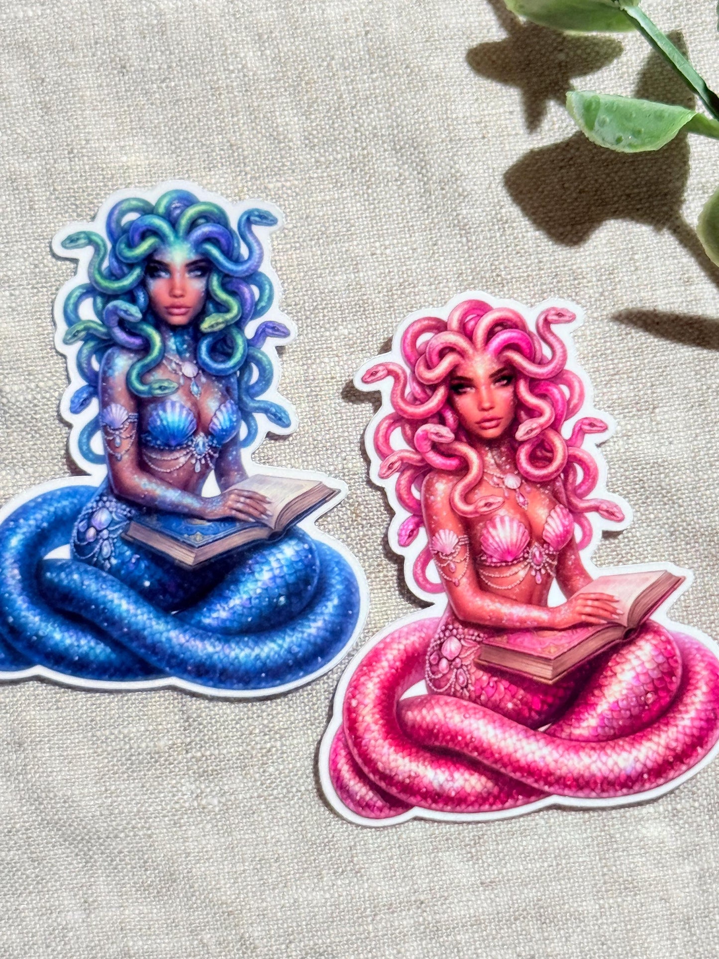 Bookish Medusa Sticker Set of 2, Reading Gorgon Waterproof Vinyl for Kindle & Laptop __etsy:8165913321