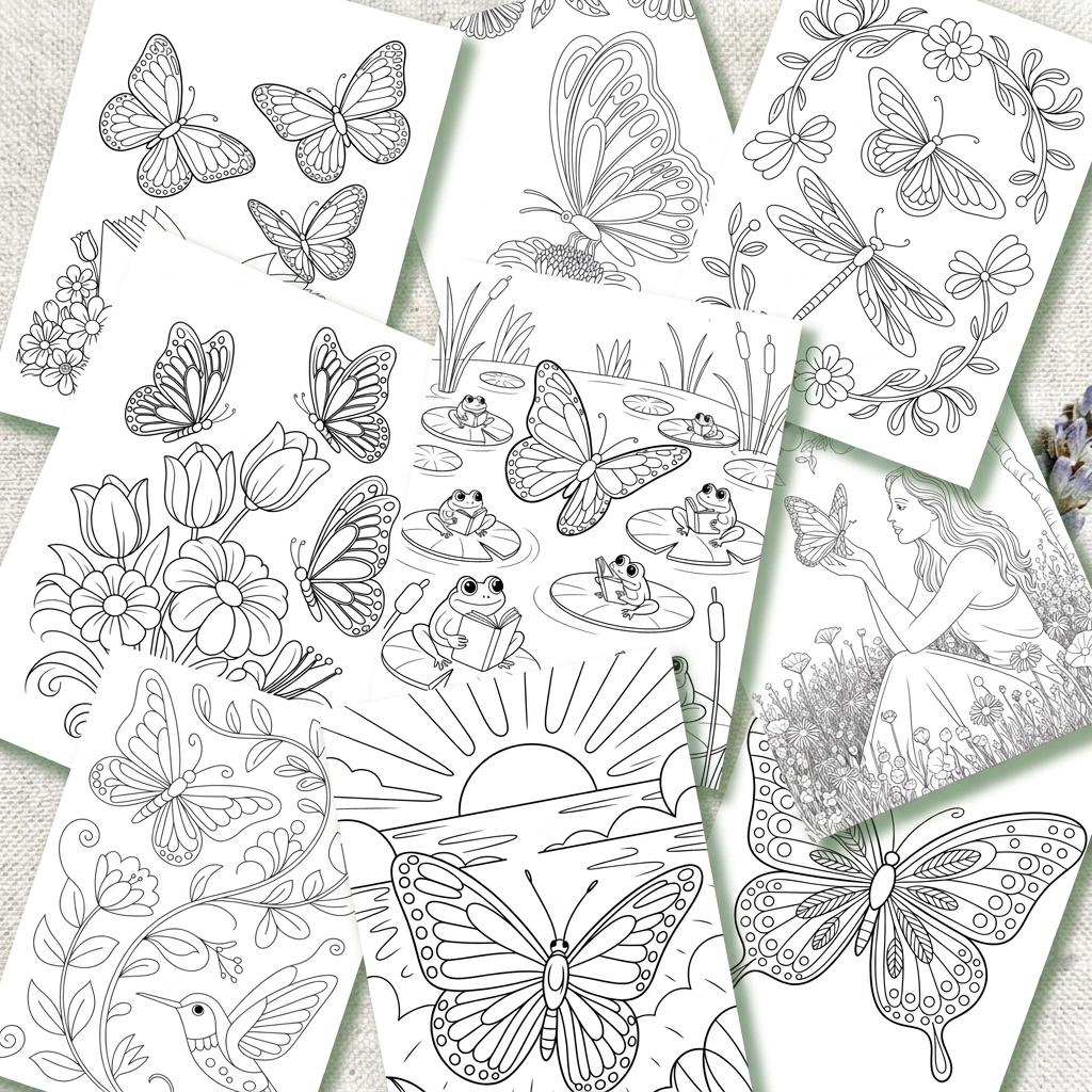 Butterfly Coloring Book: 60 Printable Nature Art Pages (PDF Download) __etsy:8116266428