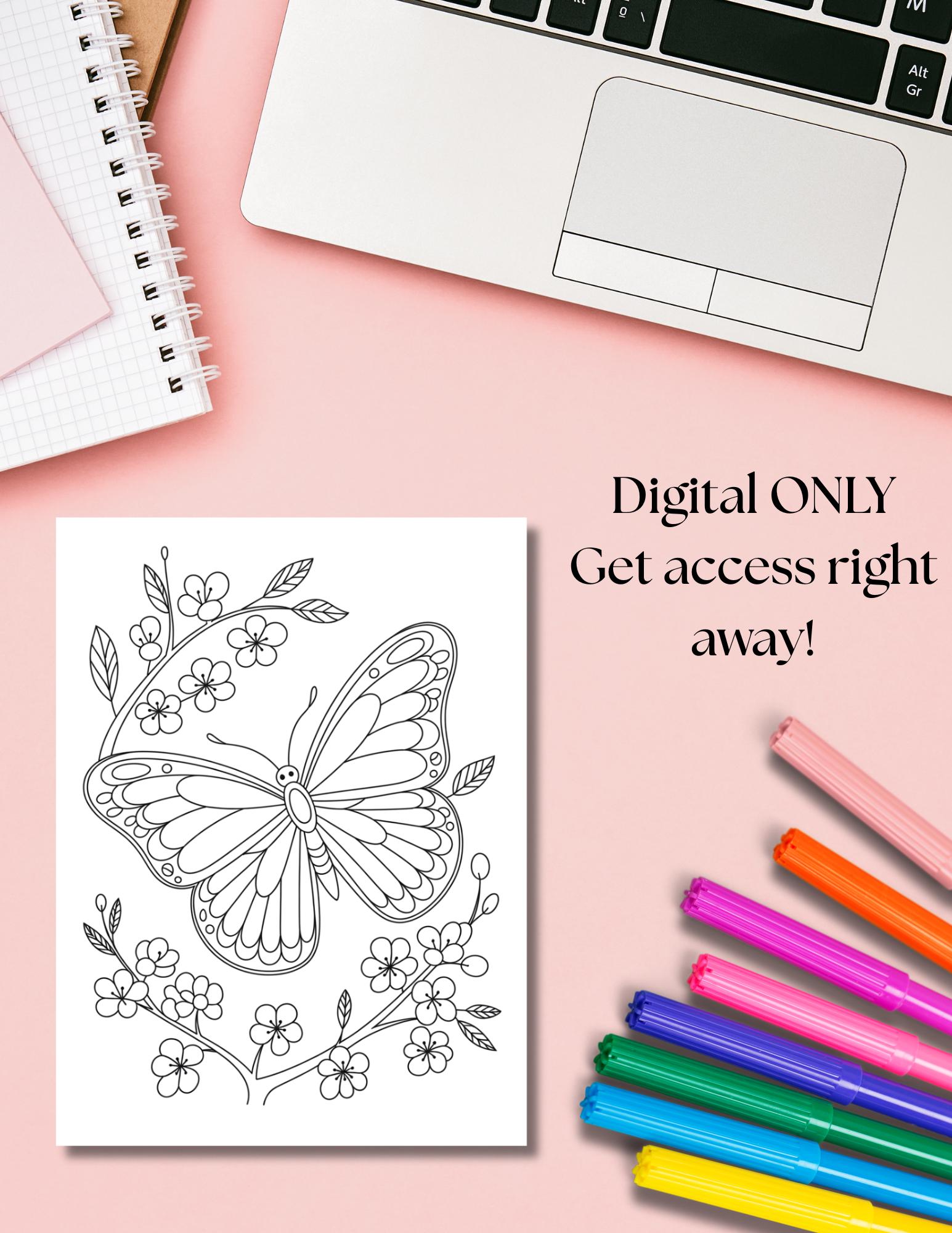Butterfly Coloring Book: 60 Printable Nature Art Pages (PDF Download) __etsy:6958084601
